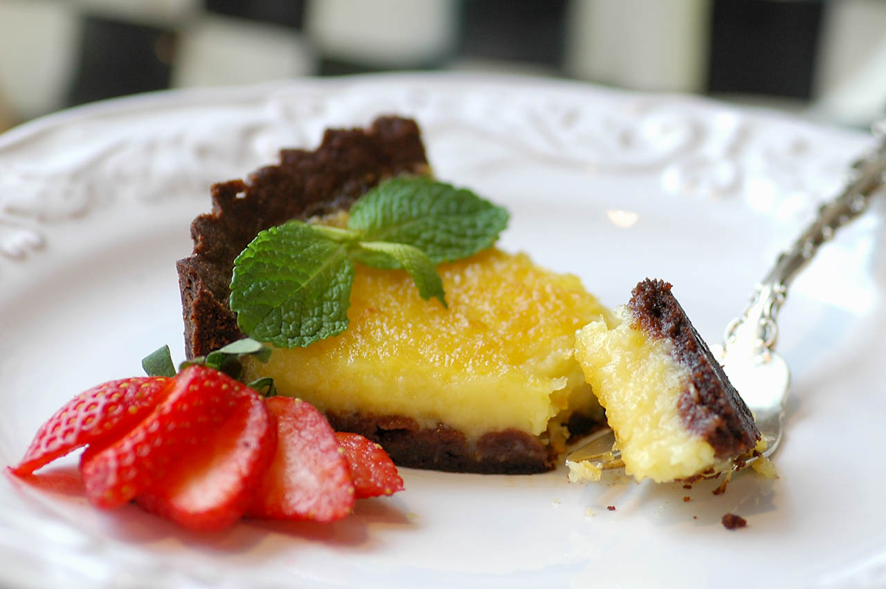 Savoring Time in the Kitchen Lemon Tart with Chocolate Almond Crust