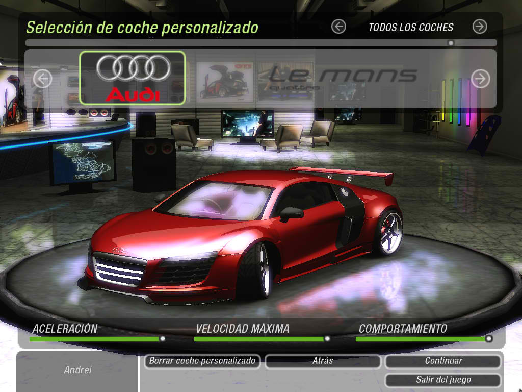 nfsu2 underground speed need mods r8 lemans quattro audi nfscars