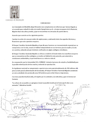 COMUNICADO CASO HIPOPOTAMOS