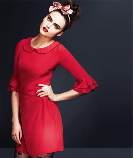 Oasis Red 60s Bow Shift Dress