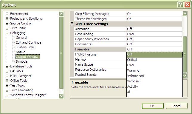 DOT NET TRICKS: Visual Studio 2010 Trace Options for WPF 4.0