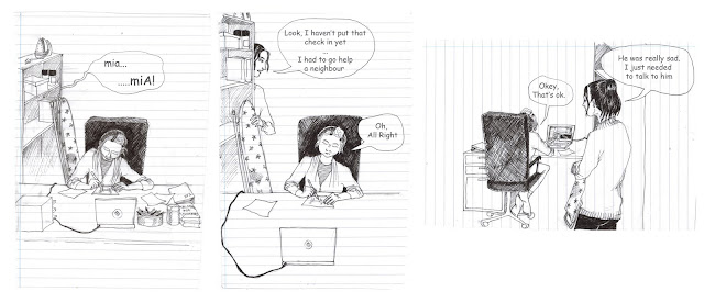 just a ruff first draft of a little comic strip that I am working on.