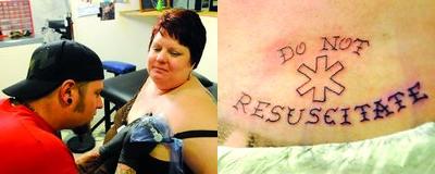 Rachelle Whitley gets Do Not Resuscitate tattoo