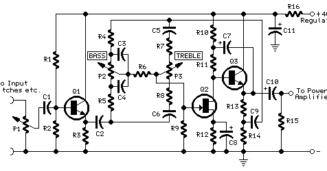 Skema Rangkaian Mini Preamp Circuit diagram