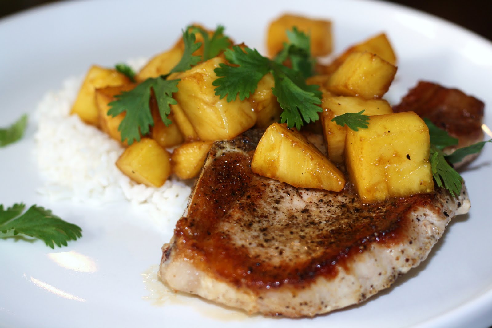 what's for dinner?: pork chops with pineapple and rice... 40 minutes