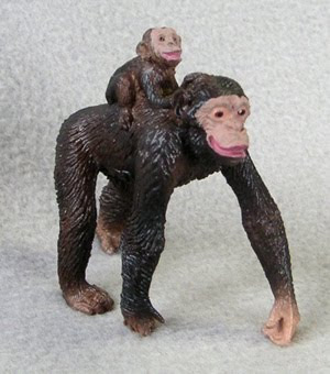 Chimpanzee Mom and Baby Plastic Replica