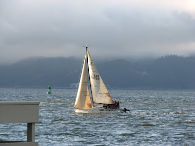Sailboat on the Columbia River at Astoria, Oregon