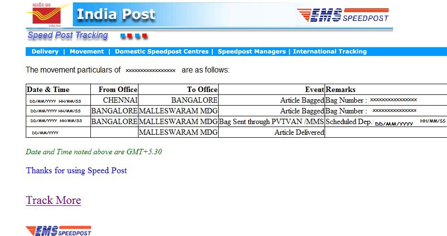 Ems Speed Post Tracking , Shipment tracking for letters and parcels – RCBE