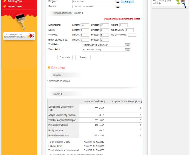 Explore India ASIAN PAINTS ONLINE PAINT ESTIMATE