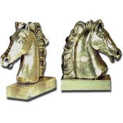 Gold Horsehead Bookends