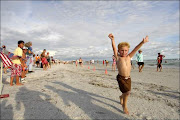 Lance Running the Beach Race