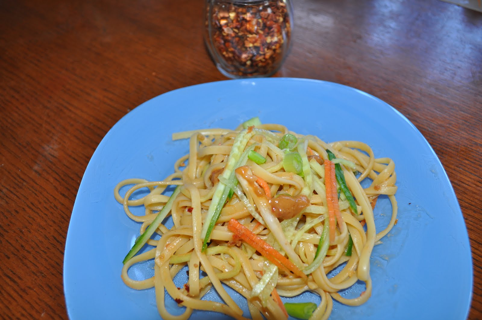 Michigan Cottage Cook SPICY LINGUINE WITH PEANUT SAUCE SALAD
