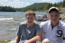 My boys sitting on the north shore of Lake Superior