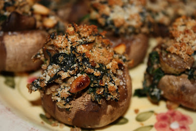 Spinach and Toasted Pine Nut Stuffed Mushrooms 