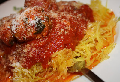 Spaghetti Squash and Turkey and Spinach Meatballs