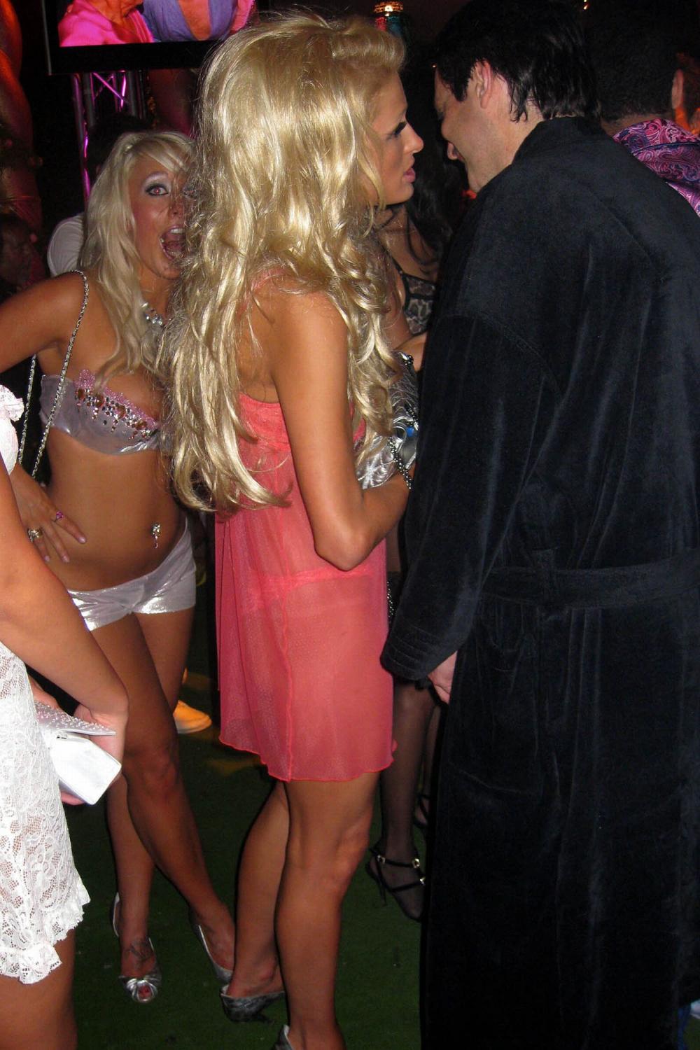 Paris+Hilton+is+Back+to+Her+Skanky+Ways+in+a+Pink+See+Through+Number+at+the...