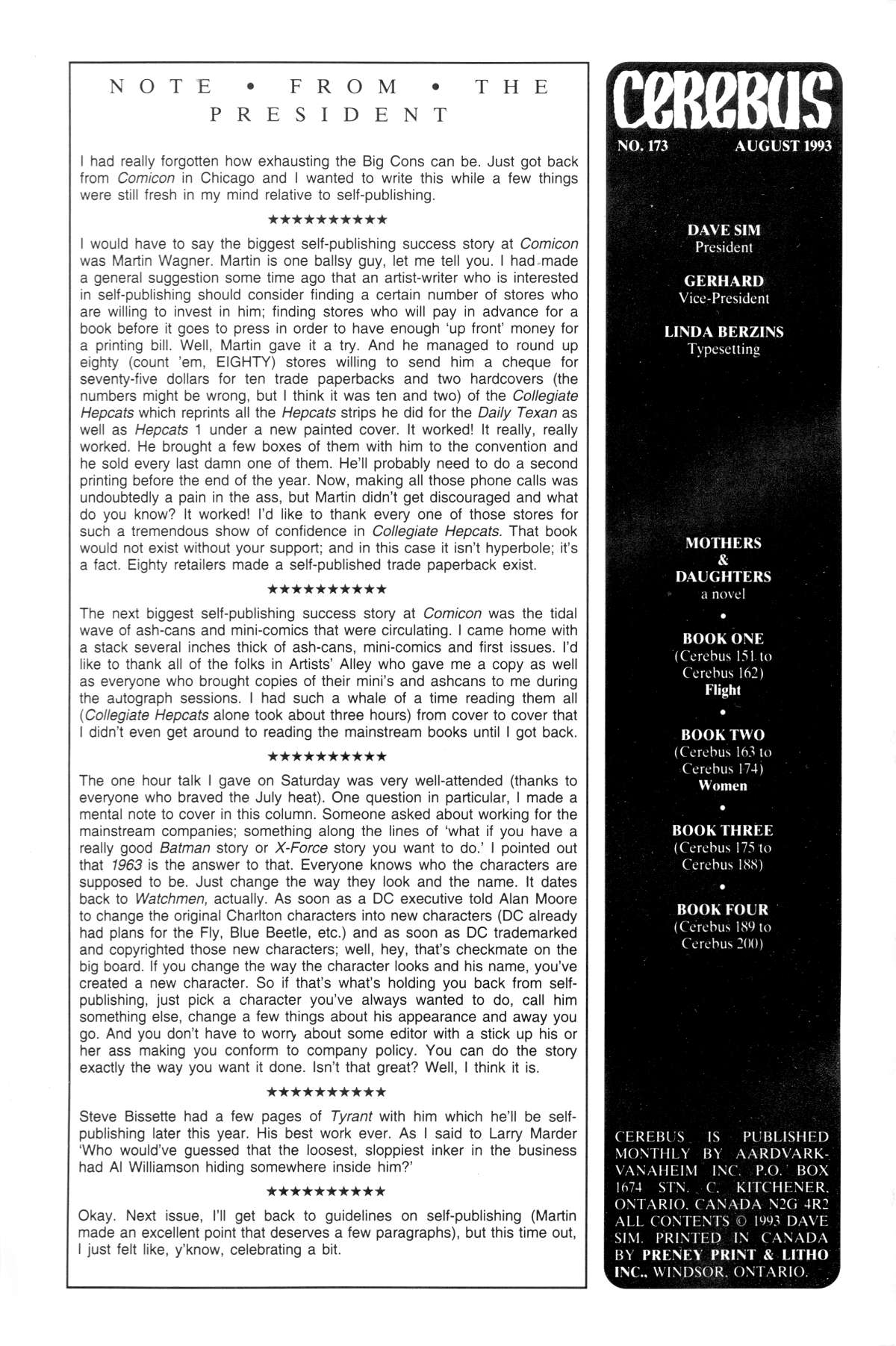 Read online Cerebus comic -  Issue #173 - 2