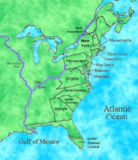 Map Of The 13 Colonies 