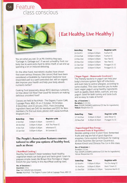 NutriHub's Workshops featured in NTUC Lifestyle Magazine - Oct 2010 Issue