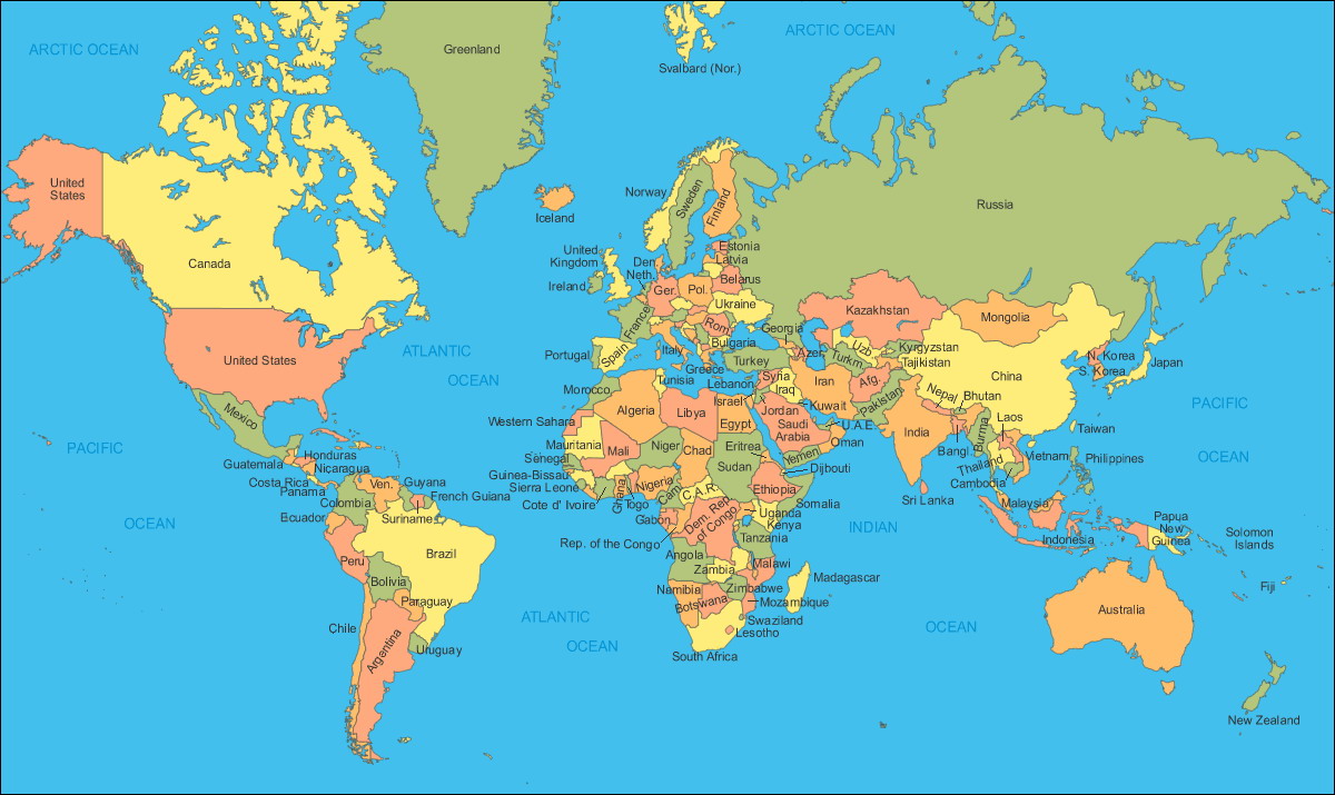 World map the world map 257 countries