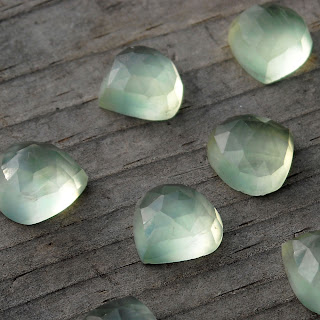 faceted prehnite cabochon