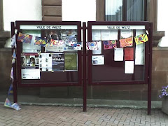 Flags on a notice board in Luxemburg