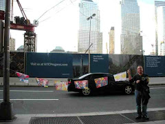 Belfast Flags of Hope flying outside The World Trade Center.   2009.  Held by Sean Quinn