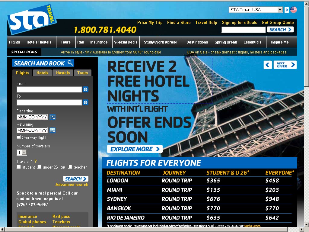 Sta Travel Book Flight Sta Travel Book Flight
