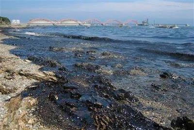 China Oil Spill - Pipe line Explosion shut down beach and resorts
