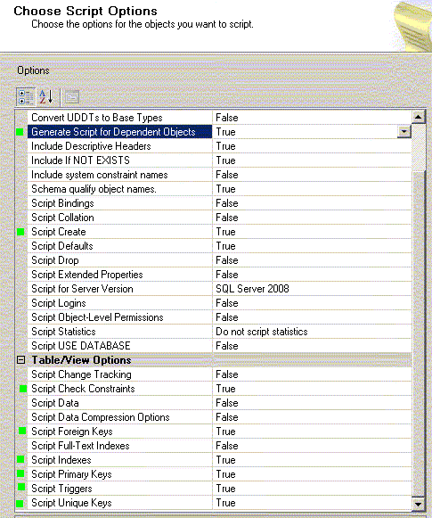 Sql server sequence to create error free objects script for whole database connect sql