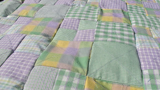 repurposed recycled denim flannel quilt 