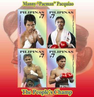 Manny Pacman Pacquiao Honored in Philippine Stamp, Manny Pacquiao Stamp, Postal Stamp for Pacman, Selyo ng Sulat o Sobre na Larawan ni Manny