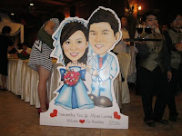 The caricature of wedding couple Alban and Samantha