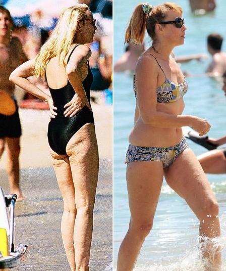 Jerry Hall showed off a trim, toned figure in a colourful bikini