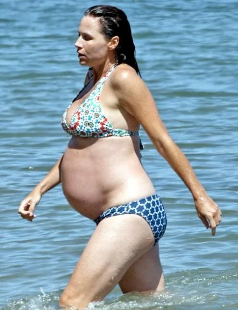 Minnie Driver and her huge baby bump