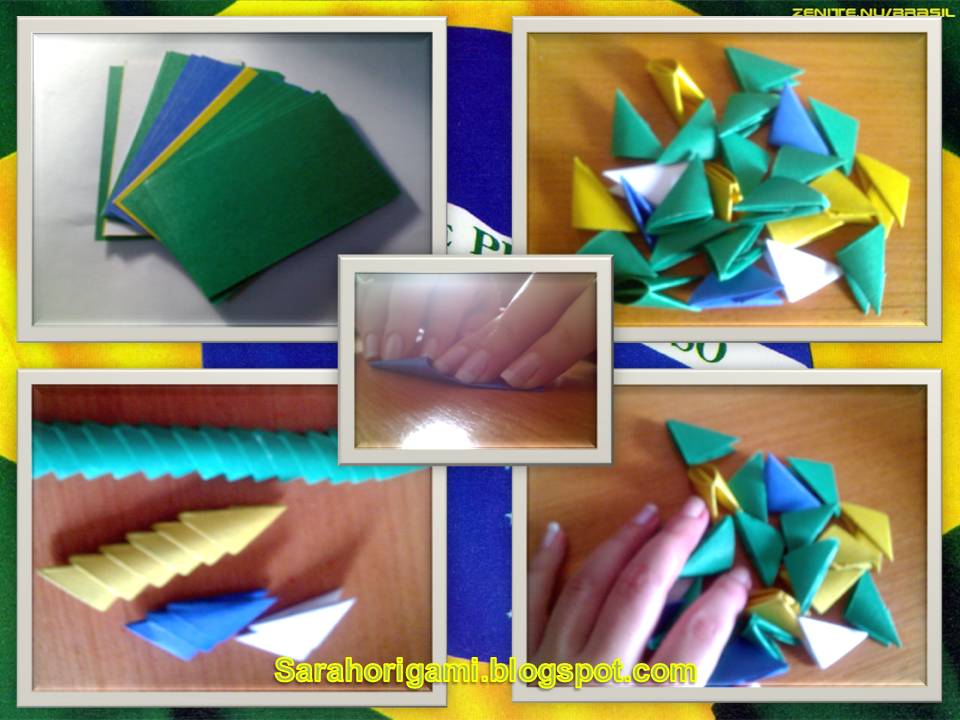 Sarah Origamis Bandeira Do Brasil Em Block Folding