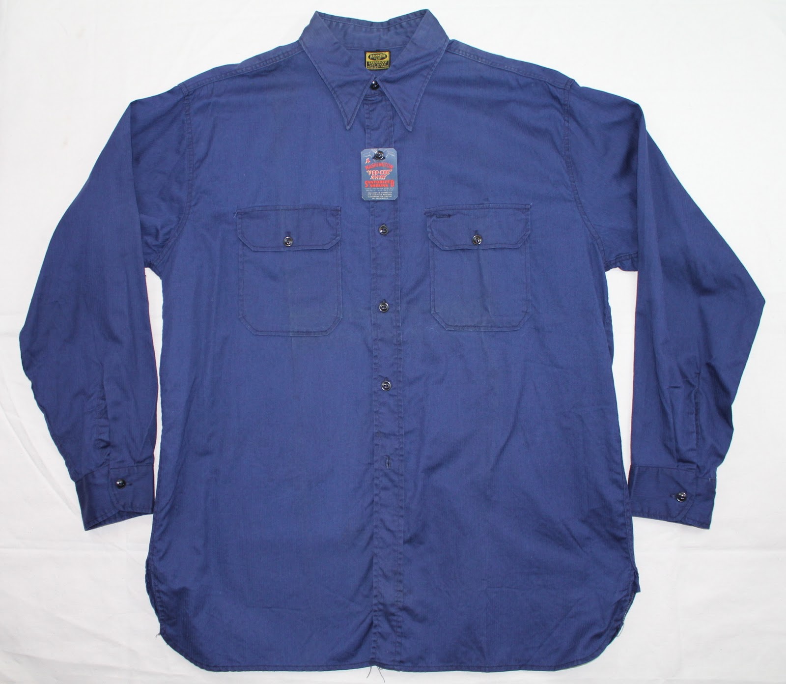 vintage workwear: 1940's-1950's era Blue Herringbone Twill Work Shirts