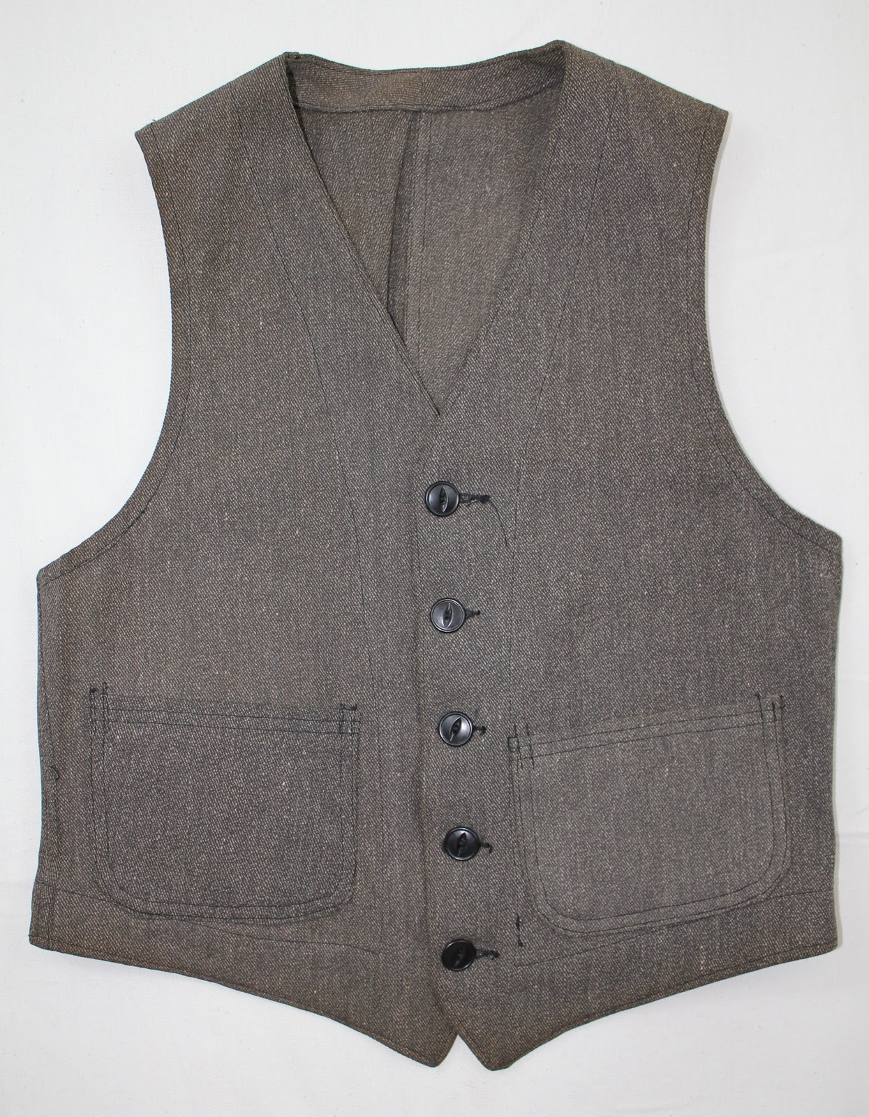 vintage workwear: 1940's Era Salt & Pepper Whipcord Work Vest