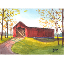 covered bridge watercolor paintings painting landscape abstract
