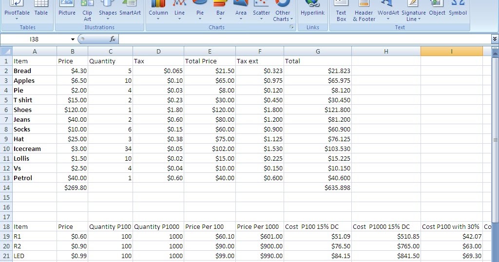 Unipresentation: Microsoft Exel SpreadSheets