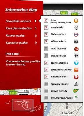 London Marathon Map 2010 - Legend