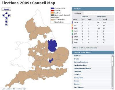 England & Wales Live Elections Map June 2009