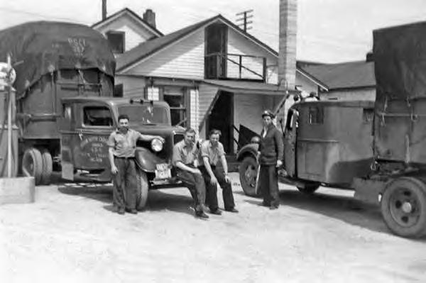 Akron Motor Cargo Co. Trucks. Ambert Cronick (3rd from left) 1938