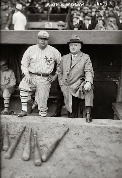 Babe Ruth with Giants manager John McGraw. 10-3-1923