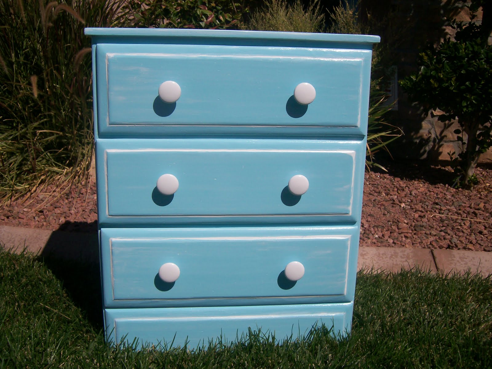 Doubletake Decor: Teal dresser or nightstand with mirror