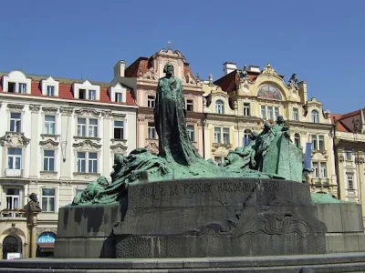 statue of Jan Hus at Old Town Square in Prague
