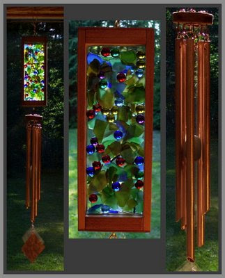 wind chime, mixed media, glass, copper, marbles