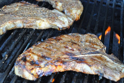 Steak cooking on the grill. Thank you for eating meat 