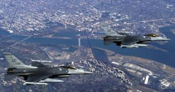 Two F-16C Fighting Falcons from the 121st Fighter Squadron, District of Columbia Air National Guard