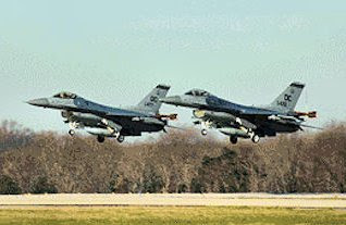F-16s belonging to the DC Air National Guard at Andrews Air Force Base, Maryland